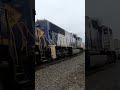 csx i169 with 6 units meeting csx i104 with csx 4568 leading in clyde savannah ny