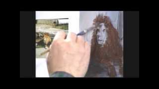 Jerry Yarnell underpaints wildlife. (Lion study)