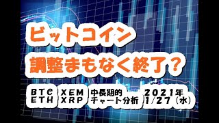 仮想通貨 ビットコイン調整まもなく終了か？【1月27日】BTC/ETH/XRP/XEM中長期的チャート分析