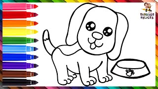 Cómo Dibujar Un Perro 🐶🦴 Dibuja y Colorea Un Lindo Perrito 🌈 Dibujos Para Niños