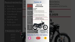 Tamil Nadu Job l Fresher Job l Chennai Job l Oragadam Job l Royal Enfield l #jobs #jobsearch #yt