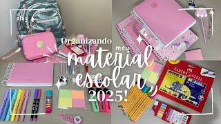 Organizando meu material escolar 2025!✨💗*cadernos, estojo, cadernos, canetas*