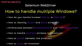 How to handle multiple Windows in Selenium WebDriver?