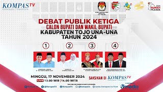 LIVE - Debat Ketiga Calon Bupati dan Wakil Bupati Kabupaten Tojo Una-Una 2024