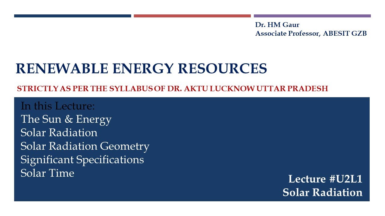 Lecture U2L1_Solar Radiation: Basics_ Renewable Energy (ROE-086) In ...