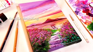 Acrylic painting for beginners┃Lake scenery┃Acrylic painting on Canvas┃Painting Tutorial #114