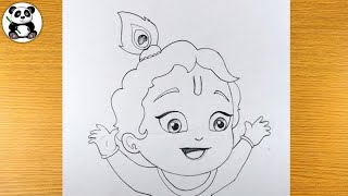 Cute bal krishna pencil drawing | lords krishna ji