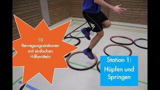 Bewegungsideen für Kindergarten, Grundschule, Zuhause | Station 1: Hüpfen und Springen | SpoSpiTo