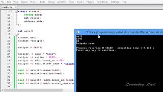 042 Accessing C++ Nested Structure Members using Arrow Operator CPP Programming Video Tutorial