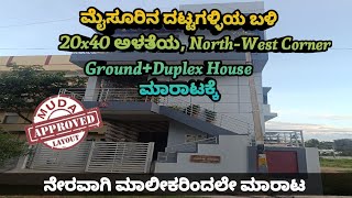 Contact our new No. 9108454123 | ಮೈಸೂರಿನ ದಟ್ಟಗಳ್ಳಿಯ ಬಳಿ 20x40 ಅಳತೆಯ North-West Corner  house