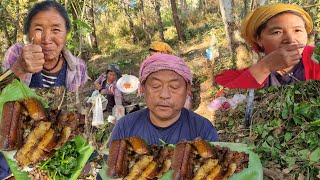 Clearing plot of land in forest | Smoked pork with axone fermented soyabeans | @khipsvlog3739