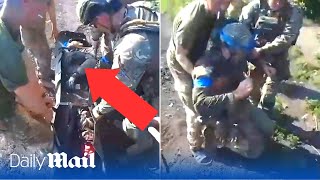 Hero Ukrainian troops on a quadbike rescue wounded comrade avoiding Russian artillery