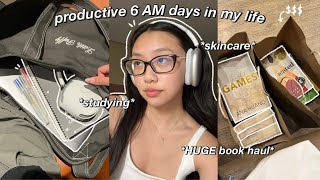 STUDY VLOG | 6AM productive days in my life: lots of studying, booktok haul & glass skin routine