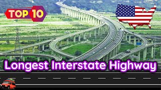 👍 Top 10 Longest Interstate Highway in USA #travel #roadtrip #top #usa