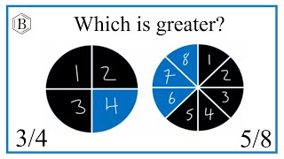 Which fraction is greater? 3/4 or 5/8