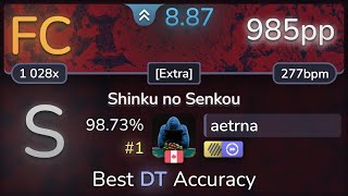 8.9⭐ aetrna | m108 - Shinku no Senkou [Extra] +HDDT 98.73% (#1 985pp FC) - osu!