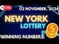 New York Midday Lottery Results For - 02 Nov, 2024 - Numbers - Win 4 - Take 5 - NY Lotto - Powerball