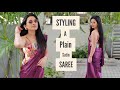 Styling A Plain Satin Saree for Summer 🌸 Day Events | AbhaJaiswal