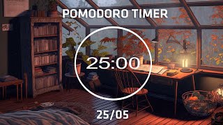25/5 Pomodoro Timer | Rooftop Study Room with Lofi Mix And Rain Sounds | 4 x 25 min