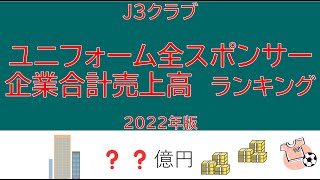 J3クラブランキング　～ユニフォーム全スポンサー企業の合計売上高～