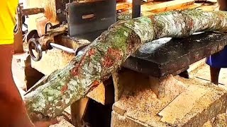 Jengkel,Menggergaji kayu brekele !! operator dibikin emosi pada kayu keras panjang    dua meter ini