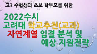 2022수시_고려대_학교추천_자연계열_입결분석_예상지원 전략_고3 수험생과 초보학부모를 위한