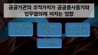 [논문] 공공기관의 조직가치가 공공봉사동기와 업무열의에 미치는 영향