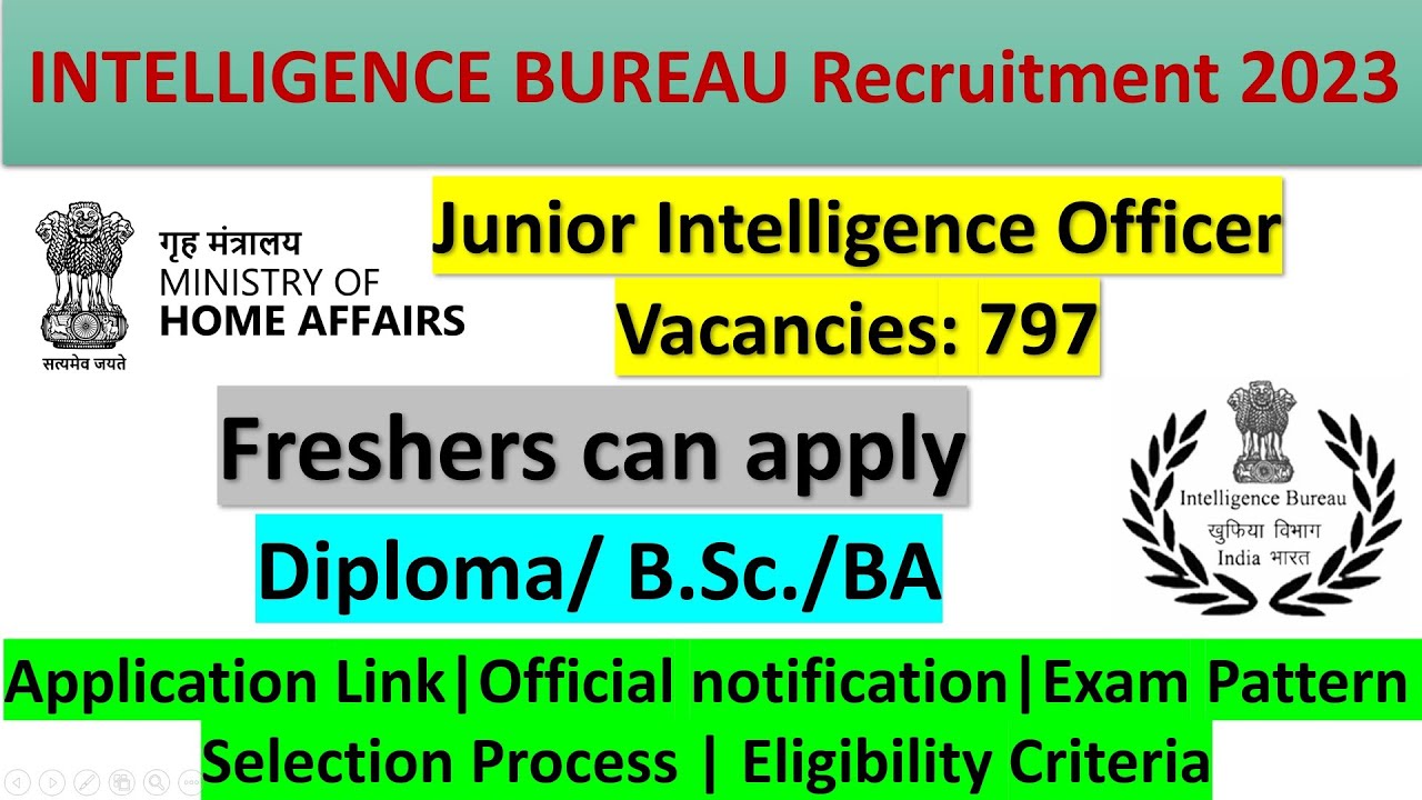 IB Junior Intelligence Officer Recruitment 2023 | Intelligence Bureau ...