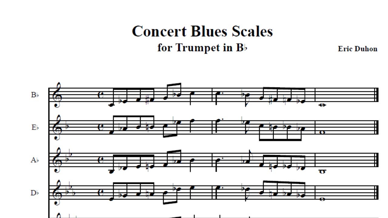 Concert Blues Scales For Bb Trumpet And Others Bb Instruments - YouTube