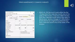 Epicor Eclipse ERP Terms Maintenance