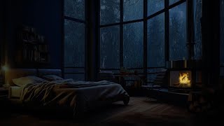 Cozy Reading Nook Ambience: Rain on Window & Thunder for Sleeping, Reading, Relaxing⛈️Cozy Fireplace