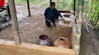 How to make an earthen stove, make a cool earth wall for the kitchen. EP. 32