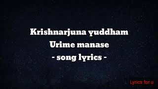 urime manase song lyrics krishnarjuna yuddham
