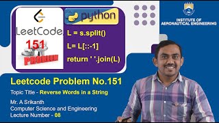 Reverse Words in a String | LeetCode Problem 151 | Python Solution by Mr. A Srikanth