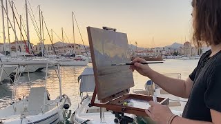 Painting the Athenian Trireme OLYMPIAS in Aegina Port