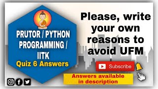 #PRUTOR | Python Programming | Quiz 6 | KNC402 | Answers with Proper Reasoning | AKTU | 💯% Correct |