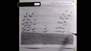 sunset scenery drawing with pencil shading, easy pencil drawing for beginners #drawing #art