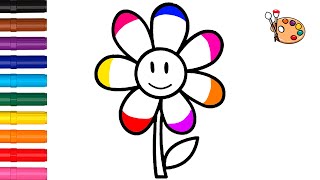 HOW TO DRAW A BEAUTIFUL FLOWER - Drawing and Coloring FLOWER. Bolalar uchun qanday gul chizish kerak