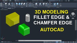 للمبتدئين شرح اوامر ثرى دى اتوكاد | 3D Modeling Fillet edge & chamfer edge AUTOCAD