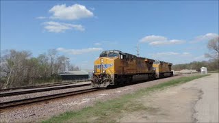 UP 7937 and UP 7463 2 engine lite power move westbound in Dixon IL