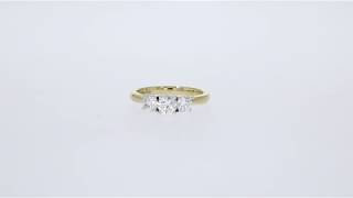 Round Brilliant Cut 1.00ct Diamond Three Stone Ring In Yellow Gold