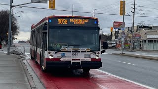 TTC Bus Ride Nova LFSA 9084 905B Eglinton East Express from Markham Road to Ellesmere Road