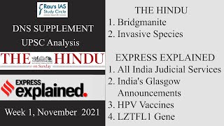 Last Week in Current Affairs - UPSC IAS (Week 1, Nov 2021) - The Hindu \u0026 Explained - DNS Supplement