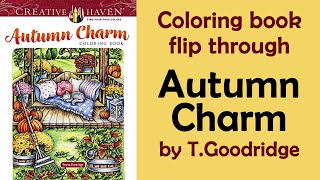 Creative Haven 'Autumn Charm'  #Coloring book flip through #adultcoloring