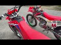 せっかくcrf125fが2台あるので新旧を並べてパッと見比較！