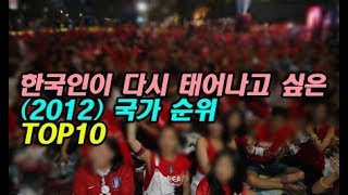 한국인이 다시 태어나고 싶은 (2012) 국가 순위 TOP10