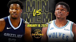 Minnesota Timberwolves vs Memphis Grizzlies Full Game Highlights | January 18, 2024 | FreeDawkins