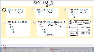 Písemné dělení se zbytkem, Matýskova matematika pro 5.roč., 1. díl, str. 12, cv. 1