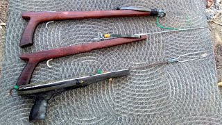 my three different type of speargun for night dive spearfishing