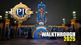 Epic Universe Walkthrough Night Christmas 2025 Universal Studios Floirda | 4K 60FPS